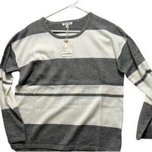 Z SUPPLY Rag Poets Women's Striped Sweater Gray Long Sleeve Round Neck‎